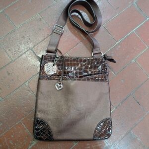 Brighton Jardin Pouch Blanc Butterfly Crossbody Pebbled Leather